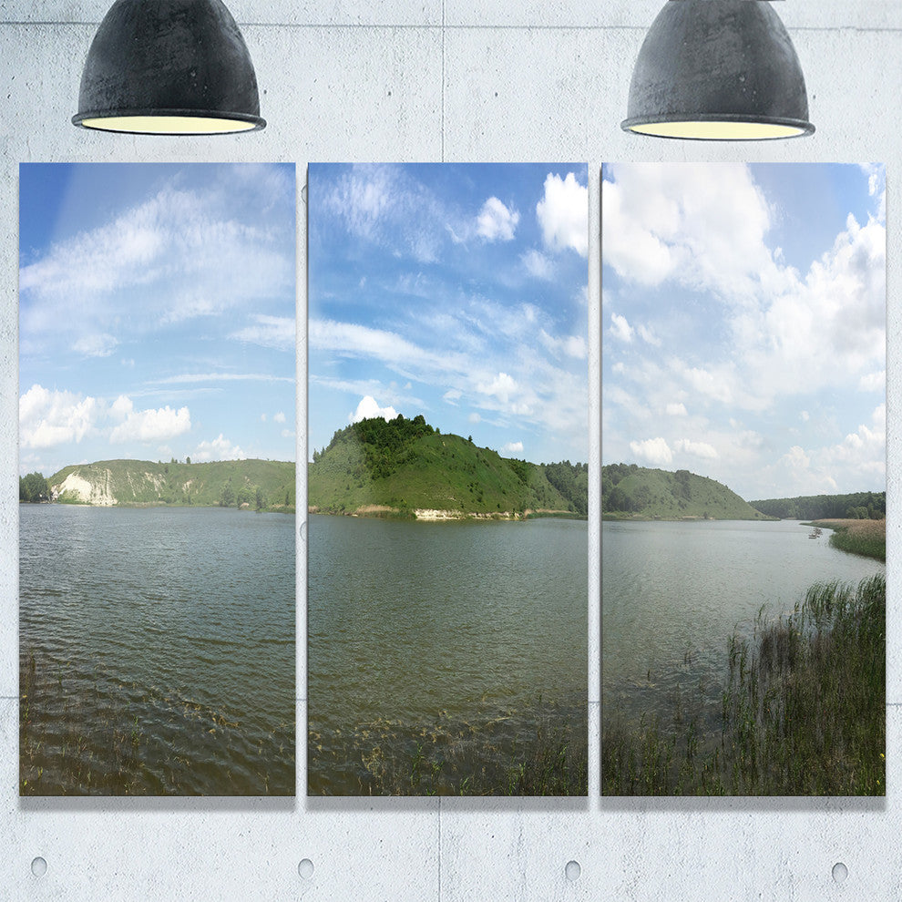 "Wide Lake Trees Sky Landscape" Metal Wall Art, 3 Panels, 36"x28"