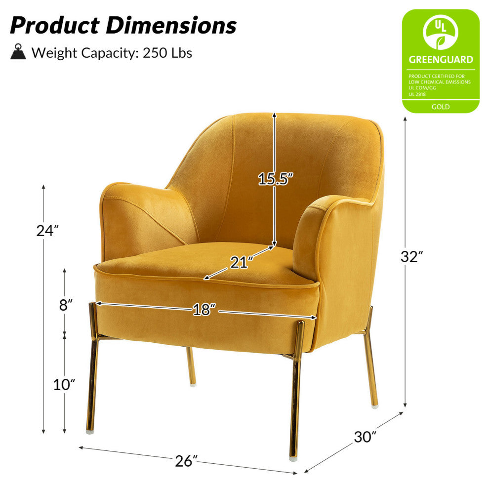 Nora Fabric Accent Chair, Mustard