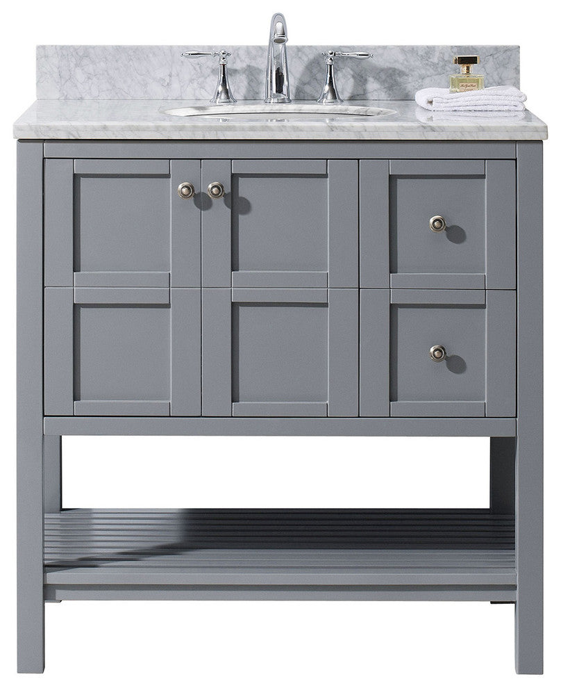 Winterfell 36" Single Bathroom Vanity Set, Gray With No Mirror