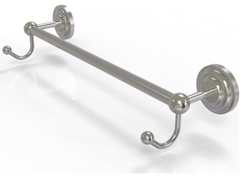 Prestige Que New 24" Towel Bar with Integrated Hooks, Satin Nickel