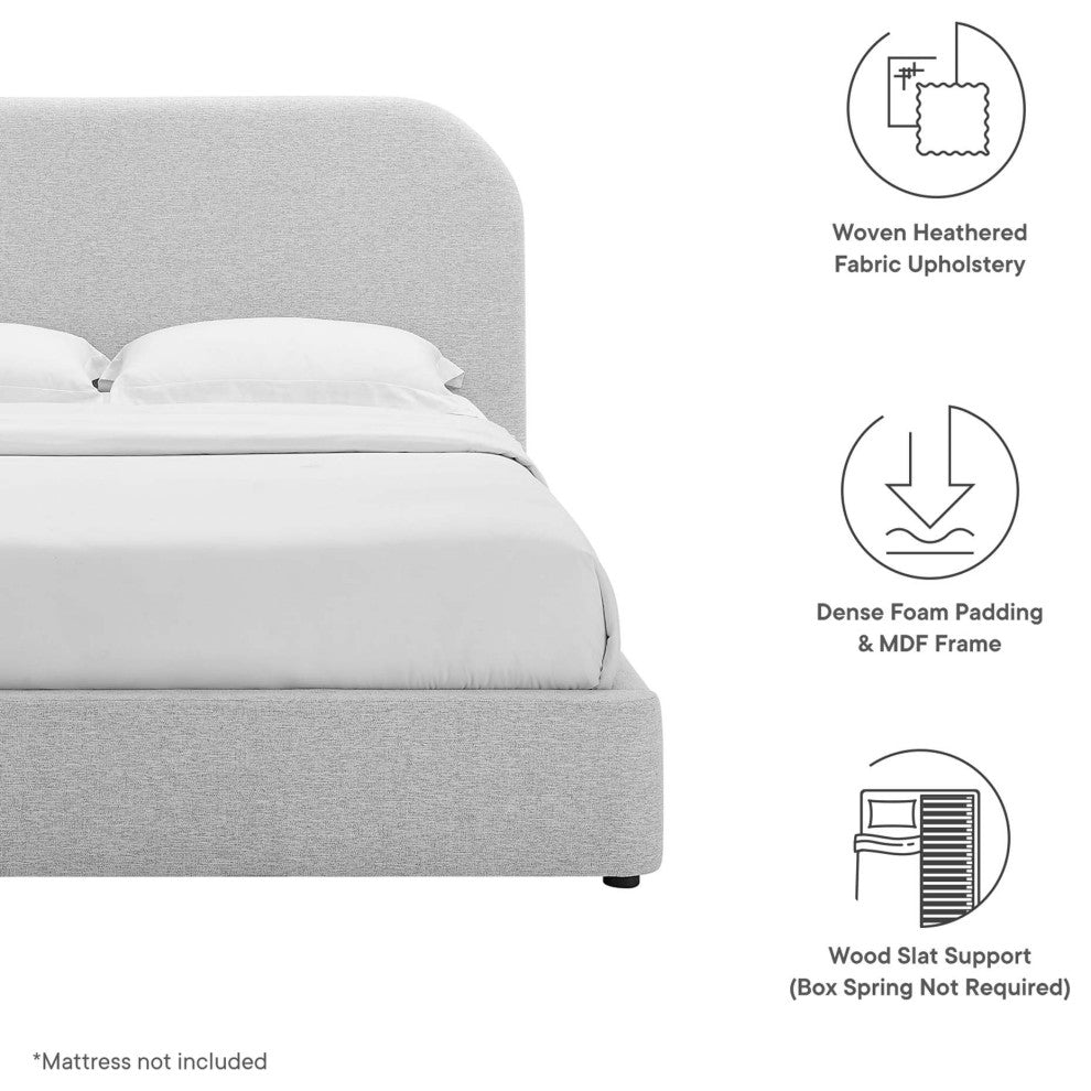 Keynote Upholstered Fabric Curved Full Platform Bed