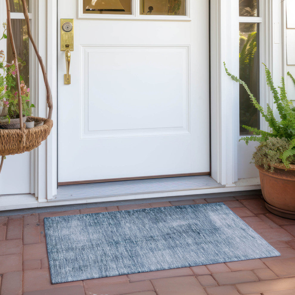 Machine Washable Indoor/Outdoor Chantille ACN1884 Denim 1'8" x 2'6" Rug