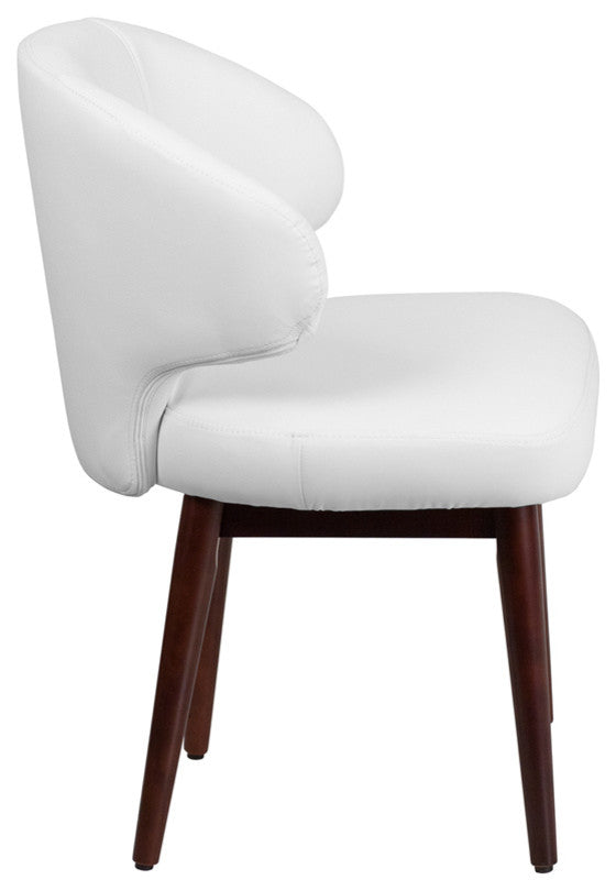 Leather Chair With Walnut Legs, Walnut/White