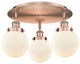Beacon-3 Light 18" Flush Mount-Antique Copper, Matte White Glass Shade