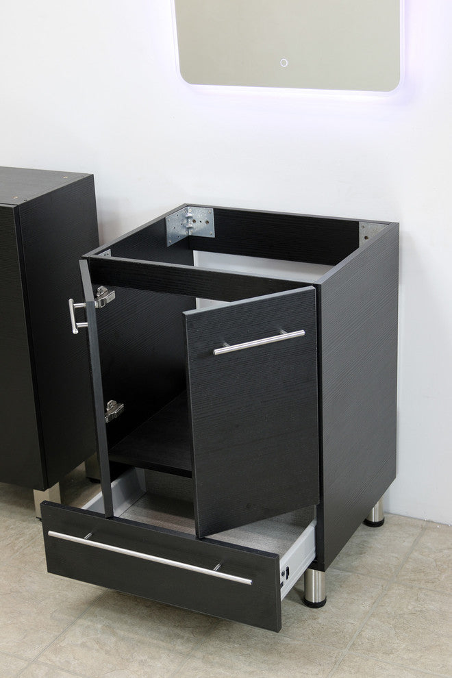 Windbay 24" Freestanding Vanity, Black, White Integrated Sink and Countertop