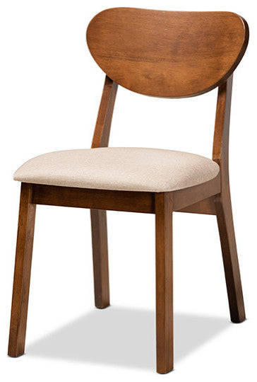 Eurah Mid-Century Modern Upholstered 5-Piece Dining Set, Sand/Walnut Brown