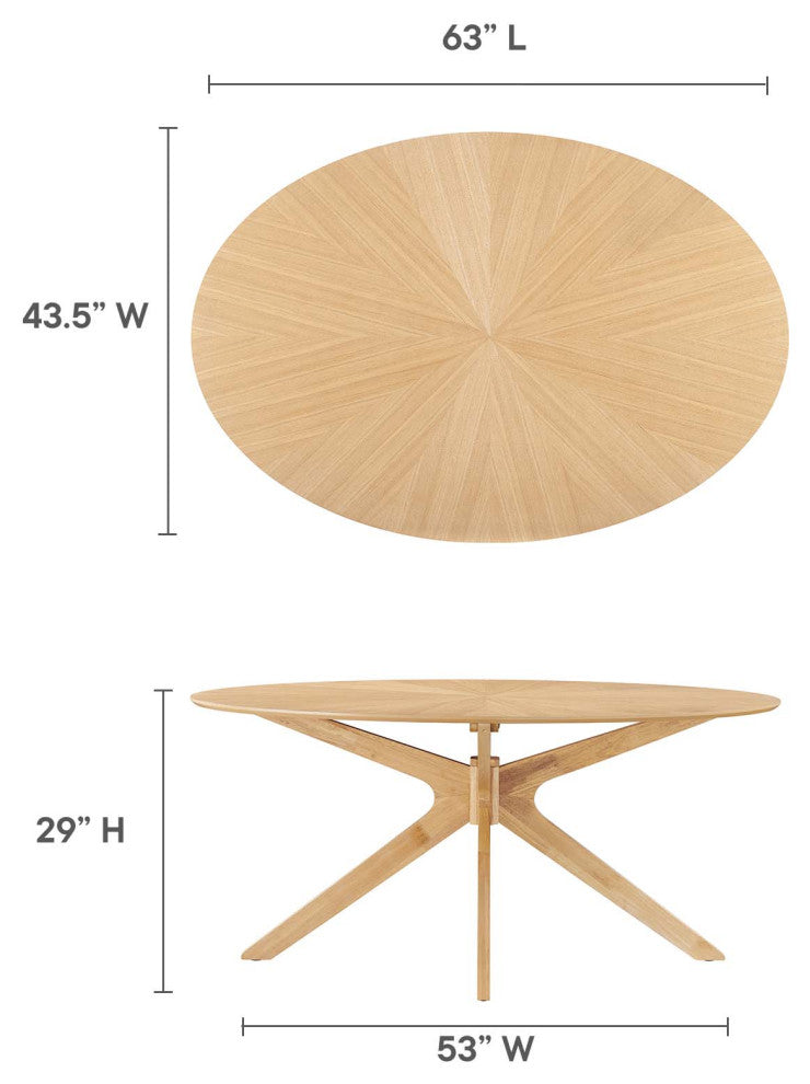 Crossroads 63" Oval Wood Dining Table - Oak