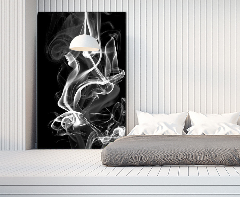 "Black Smoke Abstract" Fine Art Canvas Print, 54"x84"