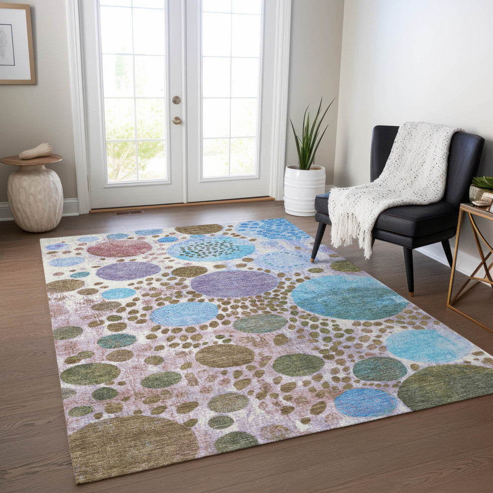 Machine Washable Indoor/Outdoor Chantille ACN1895 Khaki 3' x 5' Rug