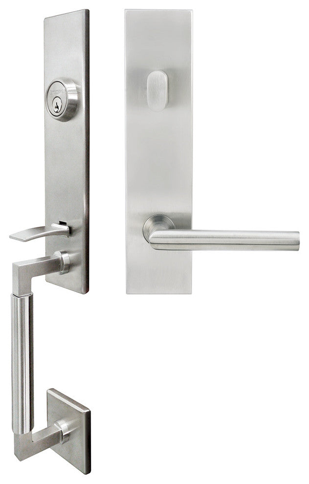 Frankfurt Lever, Tubular Dummy Handleset, Left Hand, Satin Stainless Steel