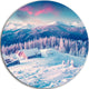 Winter Morning In Carpathian, Landscape Photo Round Metal Wall Art, 36"
