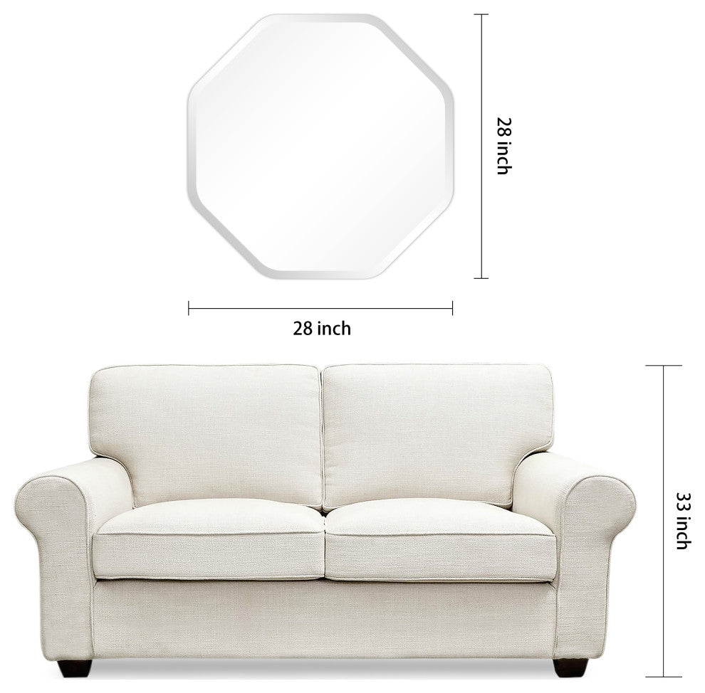 Frameless Beveled Octagonal Black Matte Finished Wall Mirror