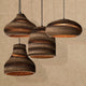 Matte Black Modern Nordic Style Pendant With Natural Brown Origami Paper Shade