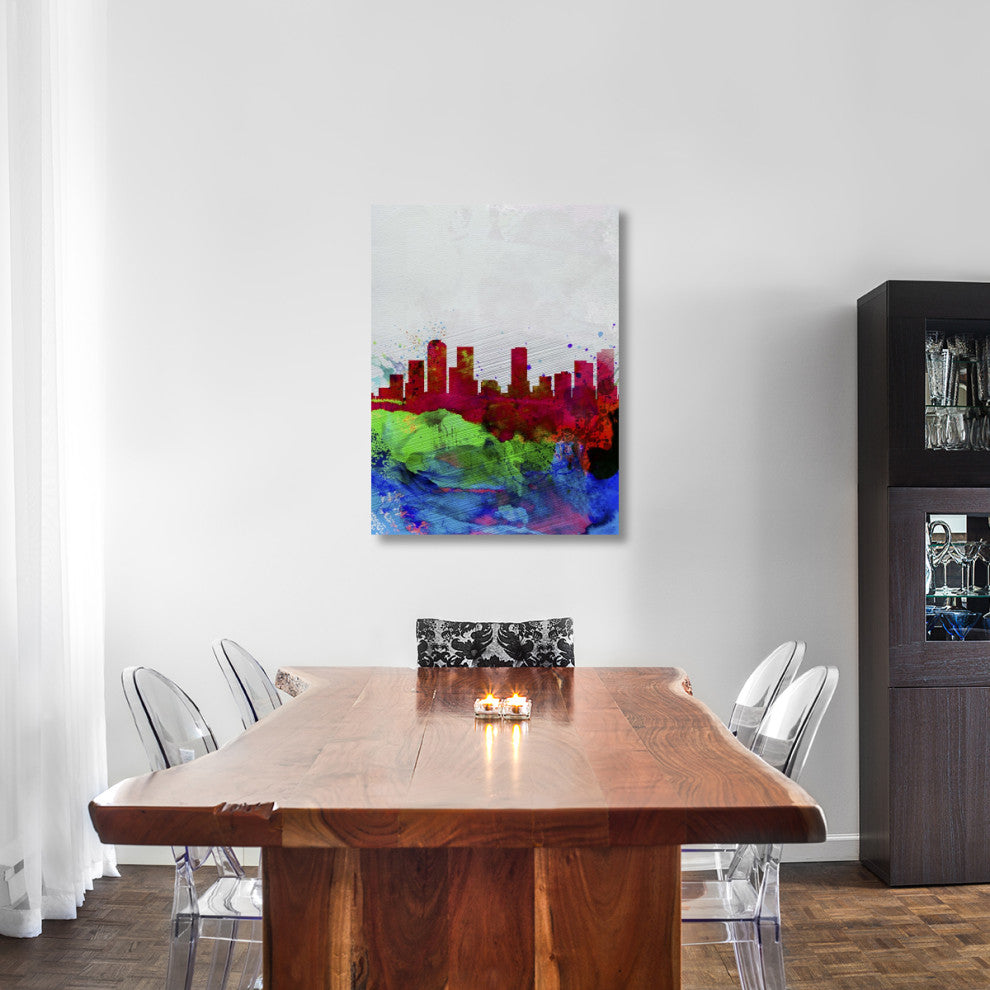 "Denver Watercolor Skyline" Fine Art Print