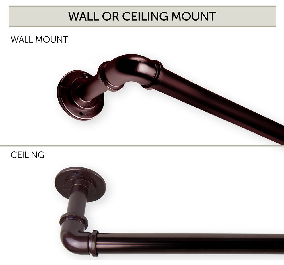 1" Pipe Blackout Curtain Rod, Bronze, 84"-120"