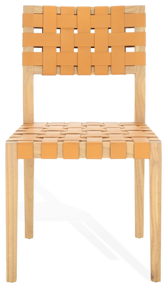 Safavieh Couture Bette Woven Leather Dining Chair, Tan/Natural
