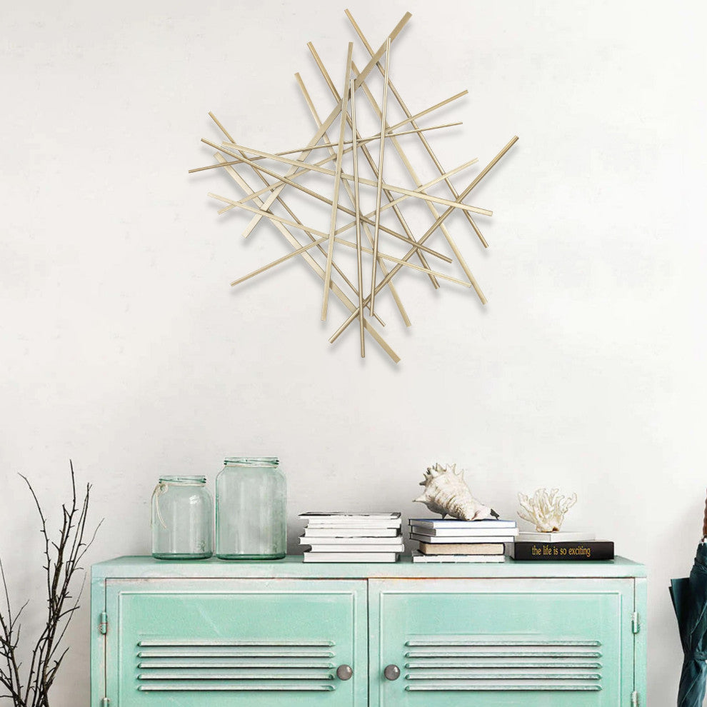 Abstract Gold Bar and Panel Wall Decor Piece