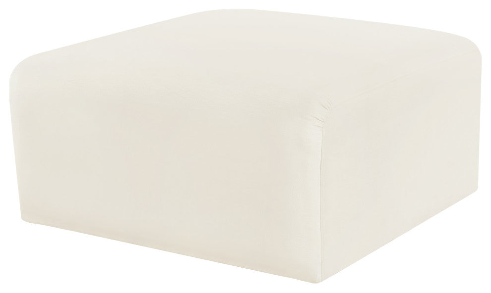 Arc Upholstered Modular Component, Cream, 1-Piece: Ottoman, Velvet