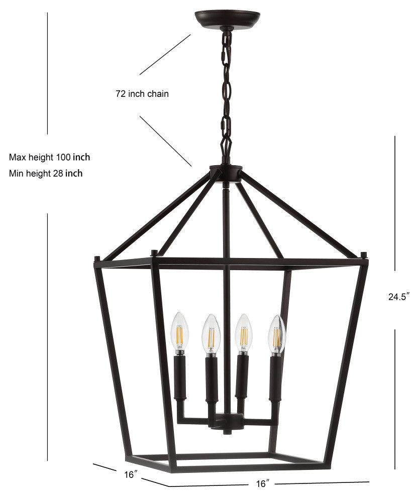Pagoda Lantern Metal LED Pendant, Oil Rubbed Bronze, 16"