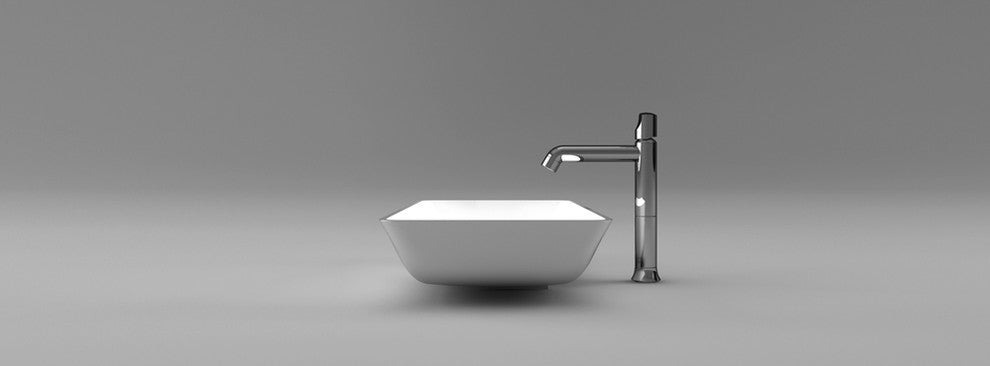 Alumix Nek Rectangular Vessel Sink, White