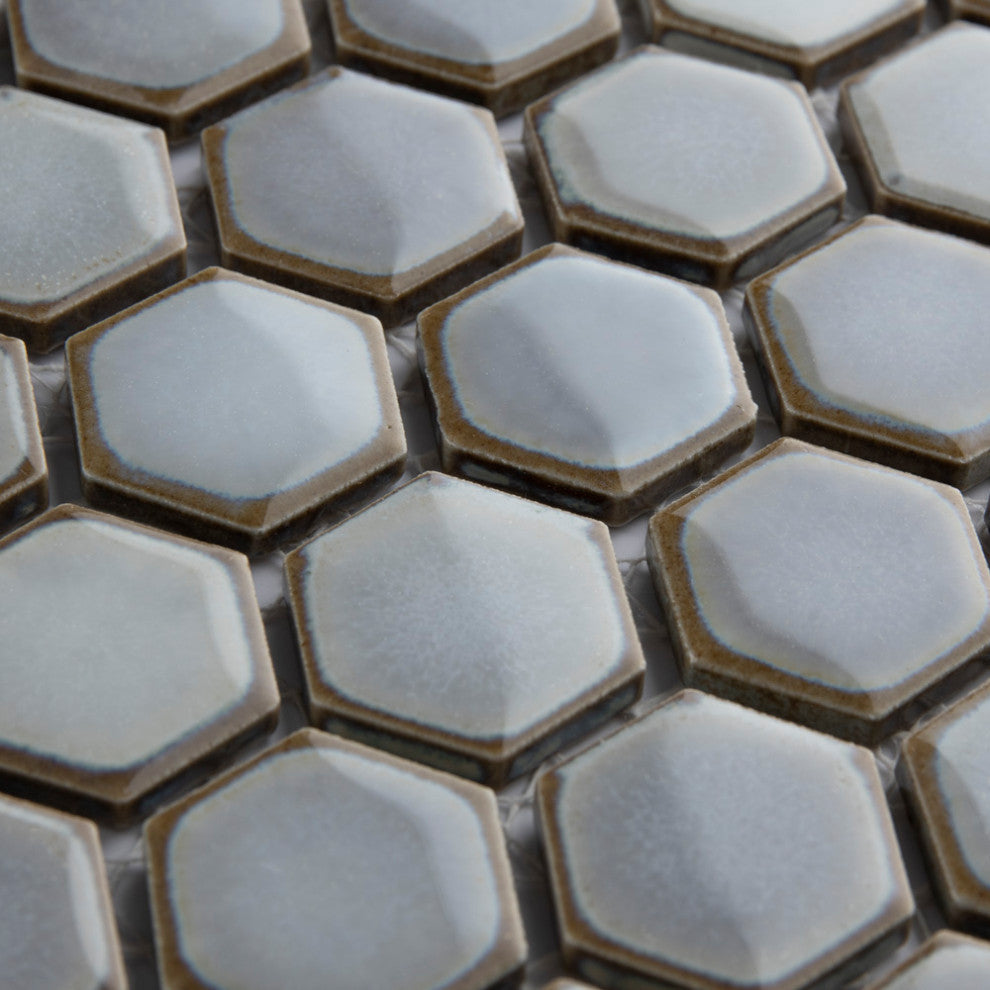 Hudson 1" Hex Grey Eye Porcelain Floor and Wall Tile