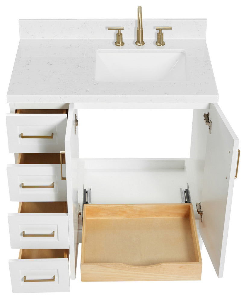 Ariel Taylor 36" Right Offset Single Rectangular Sink Bathroom Vanity