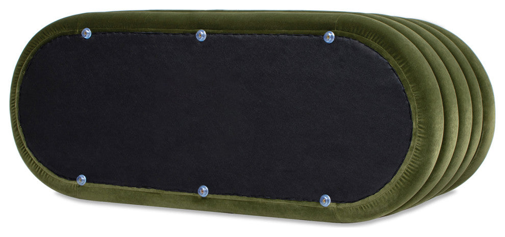 Fuji 49" Upholstered Oval Storage Bench, Olive Green