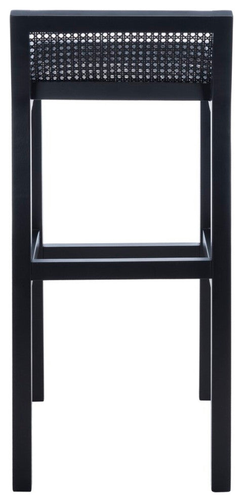 Safavieh Saito Low Back Cane Bar Stool, Black