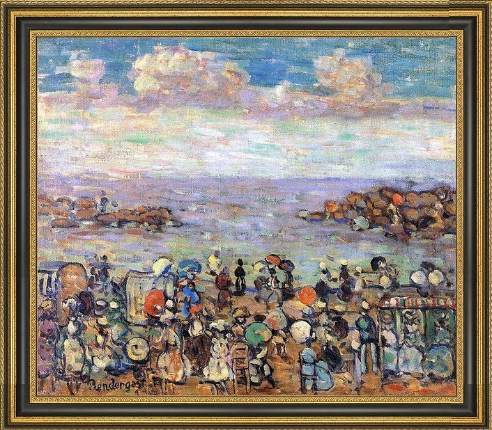 Maurice Prendergast Beach at St. Malo - 20" x 25" Framed Premium Canvas Print