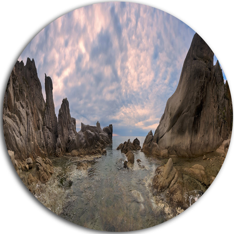 Rocky Beach East Sea On Overcast Day, Landscape Round Wall Art, 23"