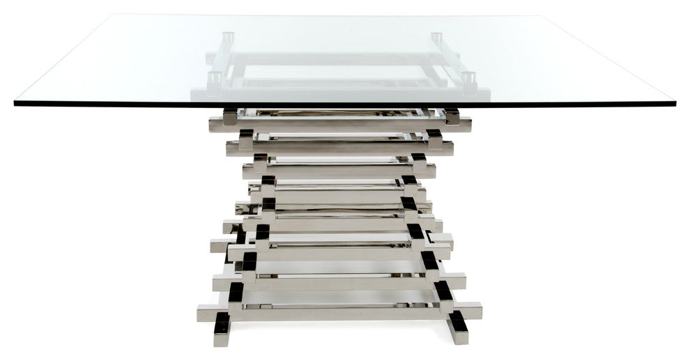 Modrest Crawford Contemporary Clear Glass Square Dining Table