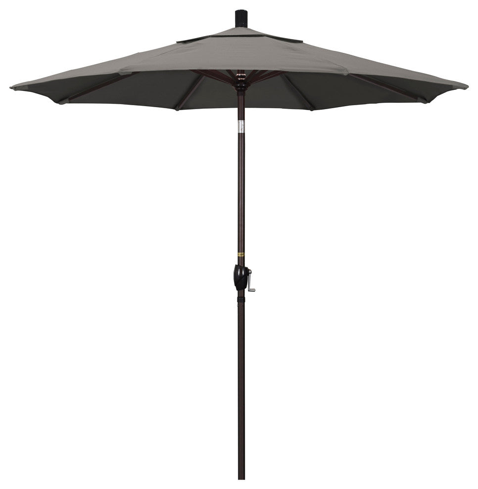 7.5' Bronze Push-Button Tilt Crank Aluminum Umbrella, Taupe Pacifica