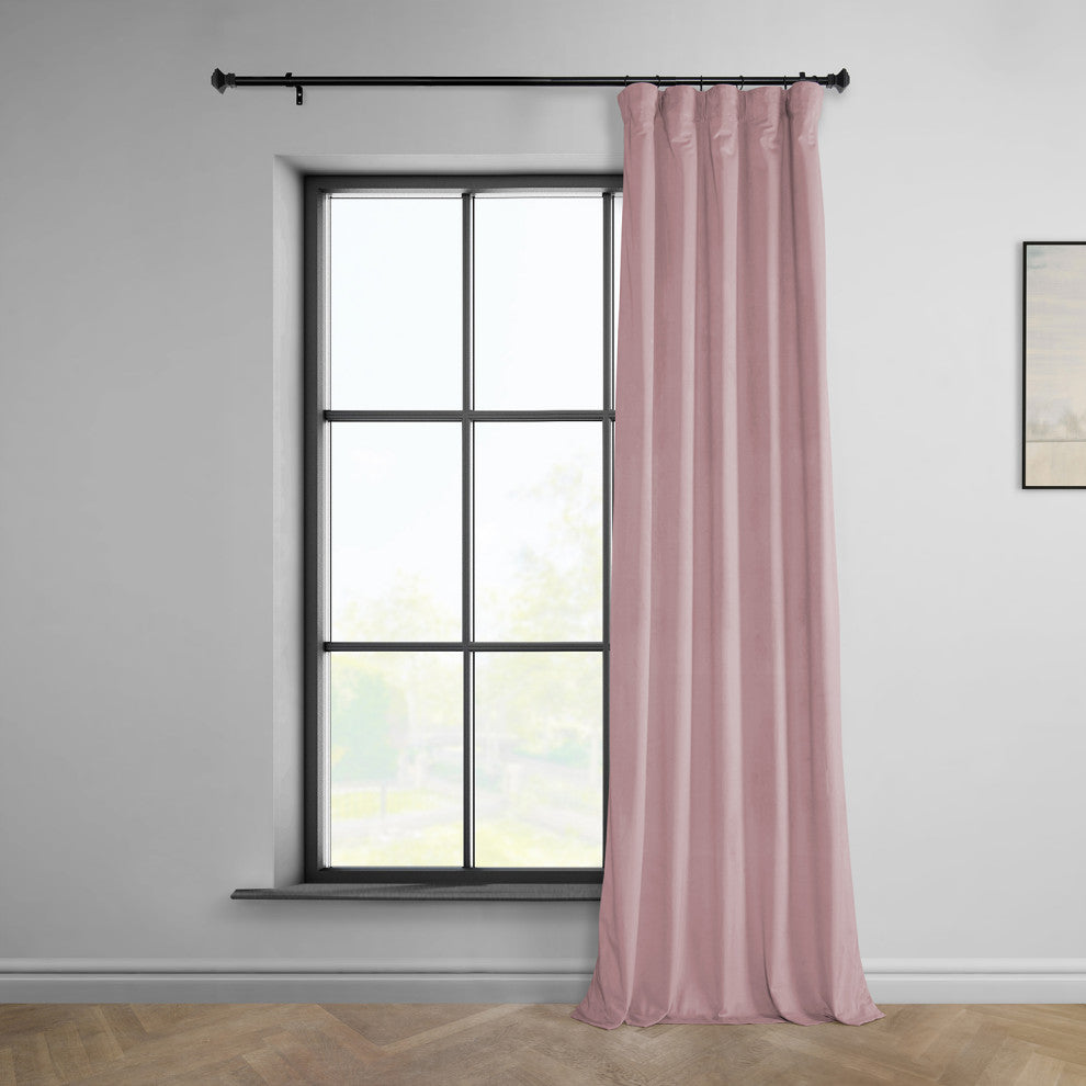Heritage Plush Velvet Curtain Single Panel, Ballet Pink, 50"x84"