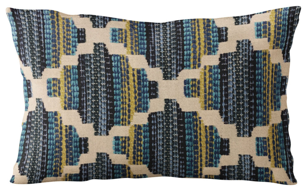 Plutus Blue Lights Diamond Luxury Throw Pillow, 22"x22"