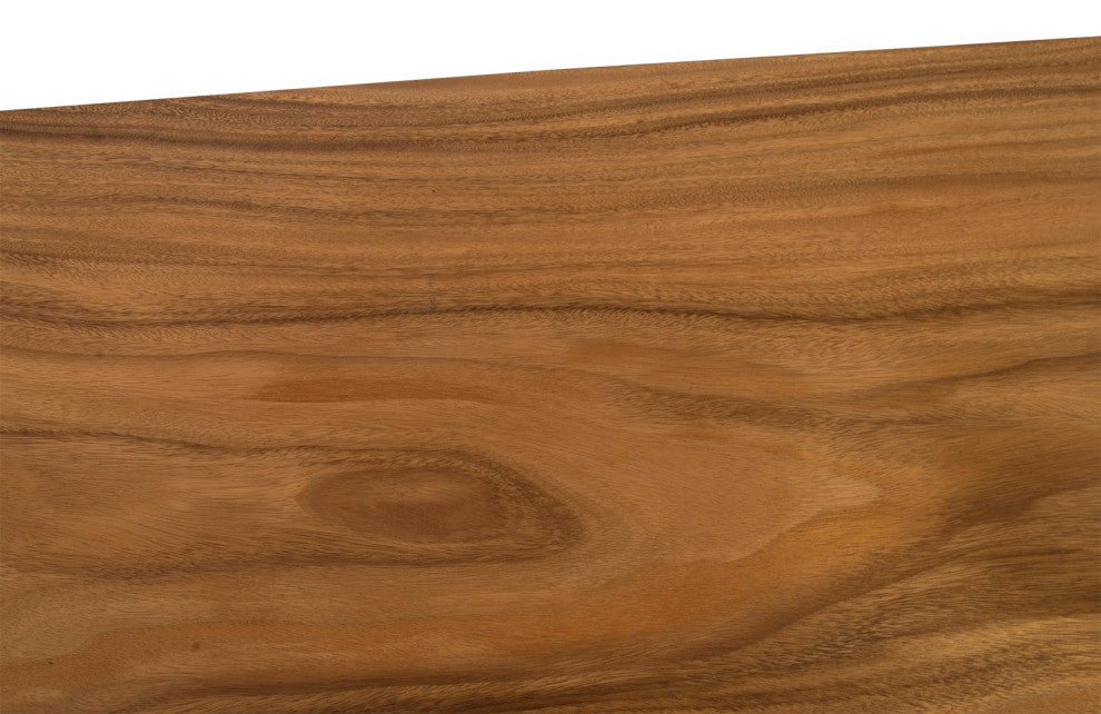 Iron Frame Standing Desk With Drawers, Chamcha Wood, Natural, Bar Height