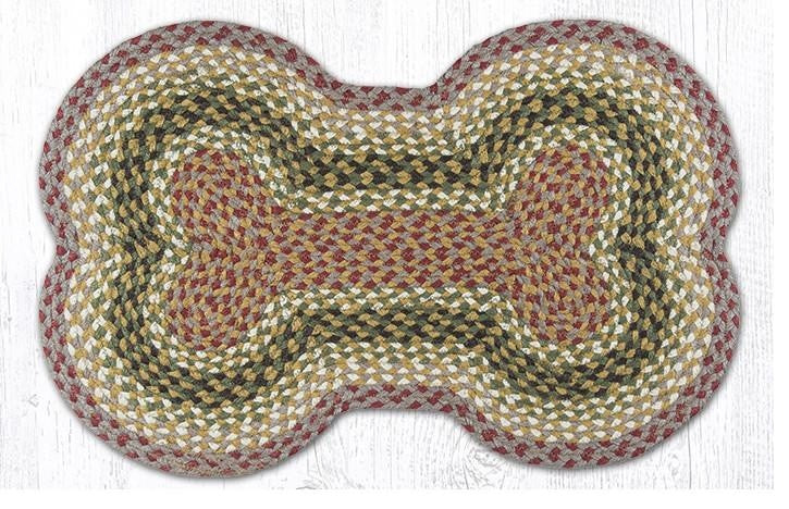 Earth Rugs DB-24 Olive / Burgundy / Gray Large Dog Bone 18" x 28"