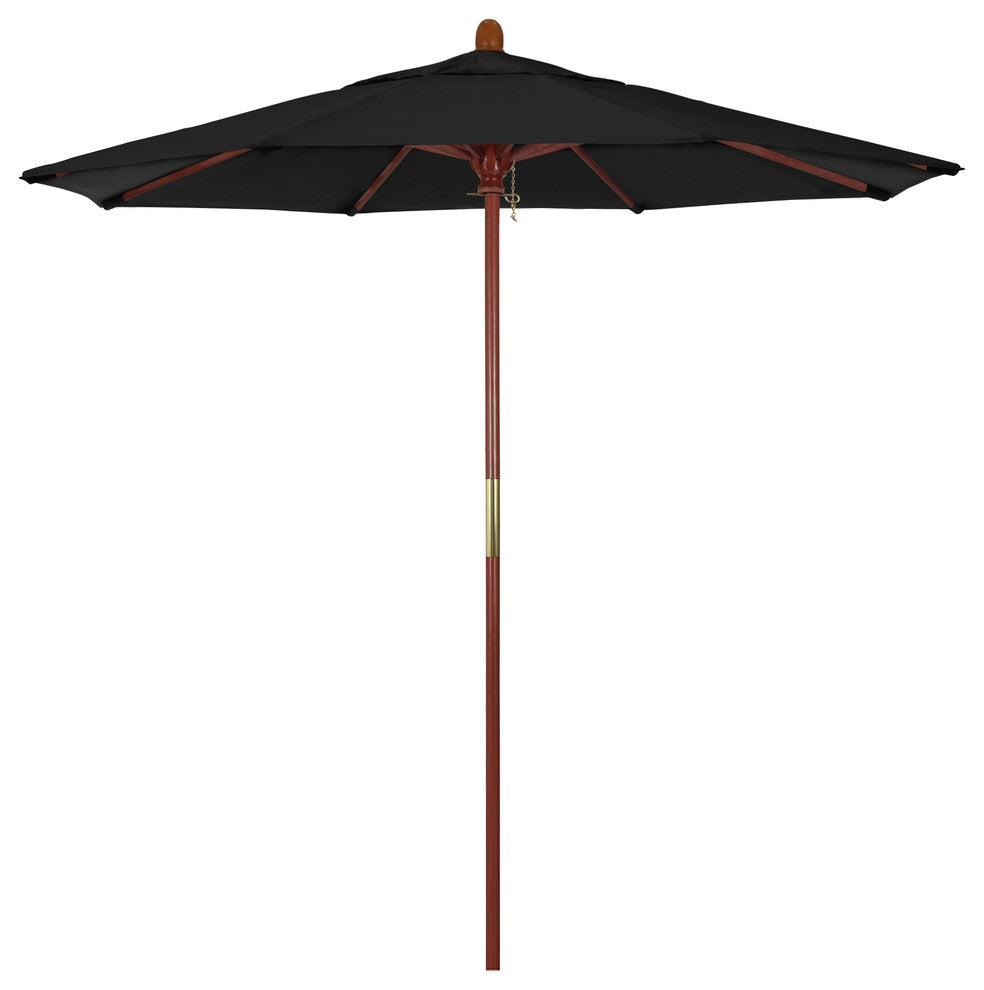7.5' Square Push Lift Wood Umbrella, Black Olefin