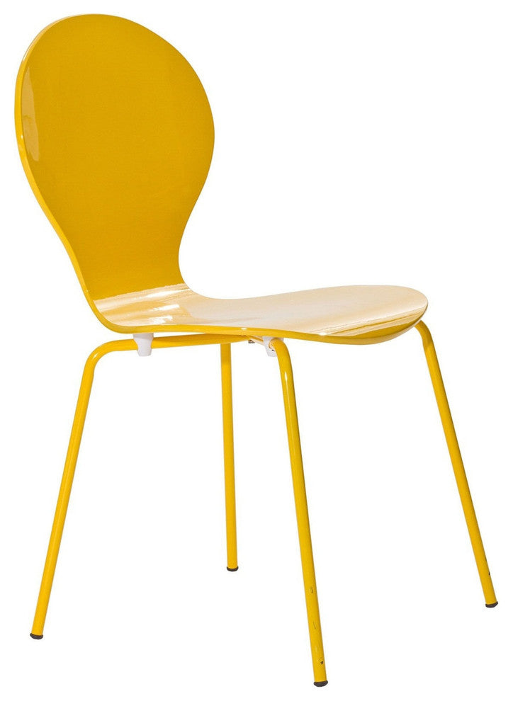 Modern Contemporary Kitchen Wood Dining Side Chair Yellow