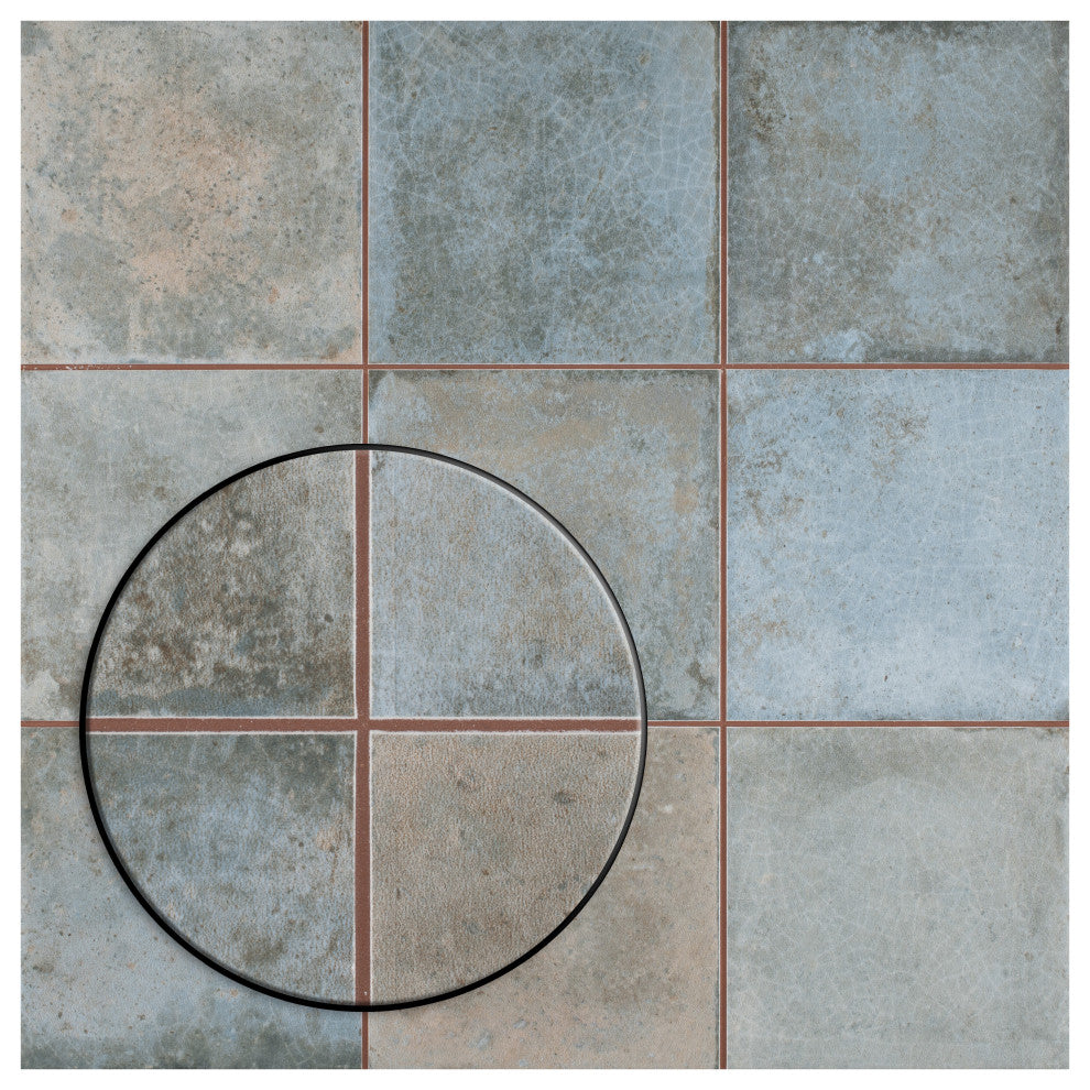 Kings Etna Encaustic Ceramic Floor and Wall Tile, Blue