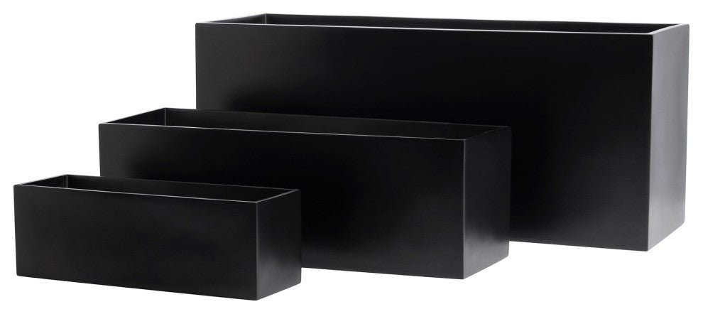Belmont Rectangle Planter Box, Black, 36"x12"x12"