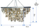 Rectangular Rain Drop Capiz Seashell Chandelier, Champagne