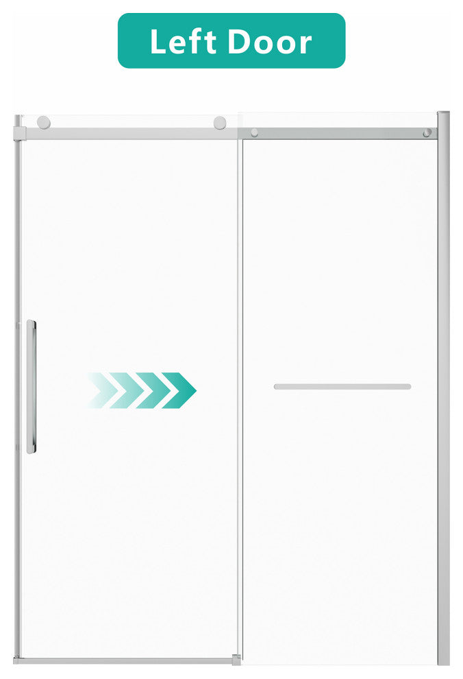 60" Double Sliding Frameless Shower Door with Clear Tempered Glass, Chrome