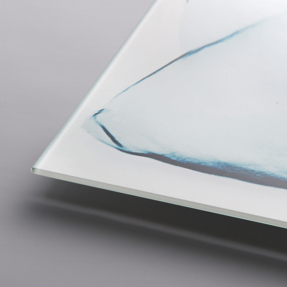 Blue Magnolia X-Ray Flower Wall Art Frameless Free Floating Tempered Glass Panel