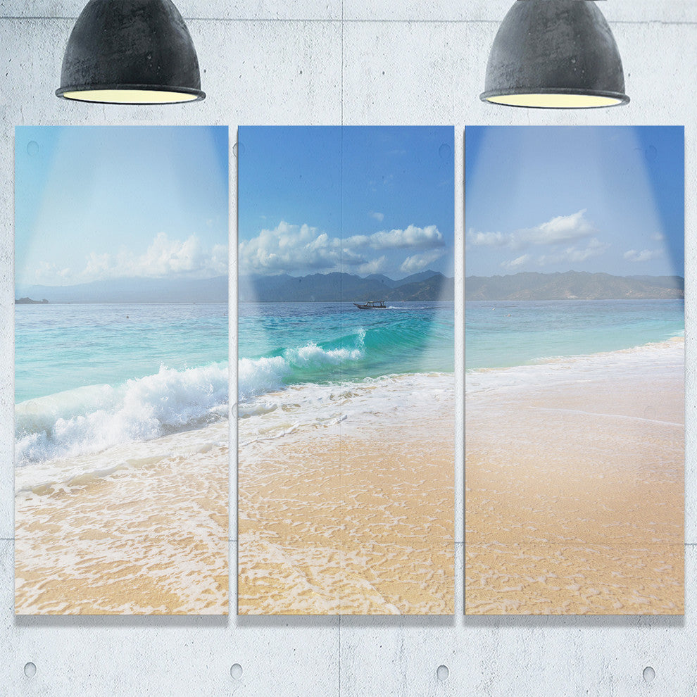 "Large Blue Beach in Gili Island" Metal Wall Art, 3 Panels, 36"x28"