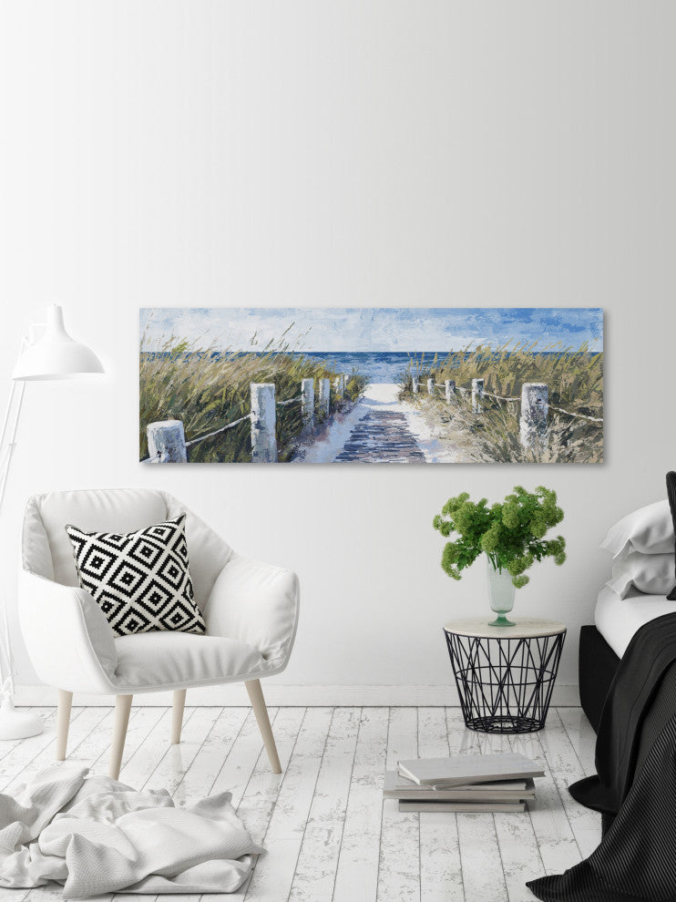 "Sandy Beach Pathway" Painting Print on Wrapped Canvas, 60x20