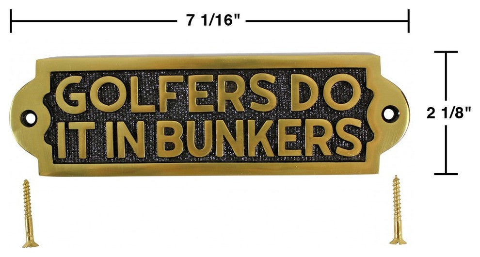 Solid Brass Sign GOLFERS DO IT IN BUNKERS Plaques |