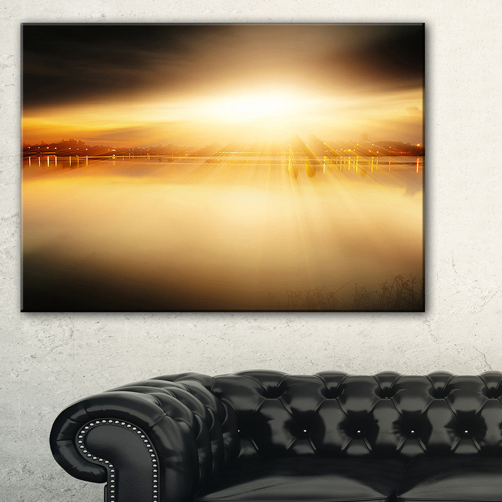 "Sunset With Views On The Lake" Wall Art Landscape, 40"x30"