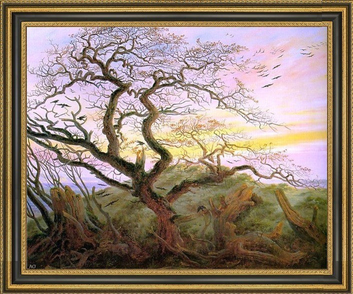 Caspar David Friedrich the Tree of Crows Framed Premium Canvas Print, 20"x25"