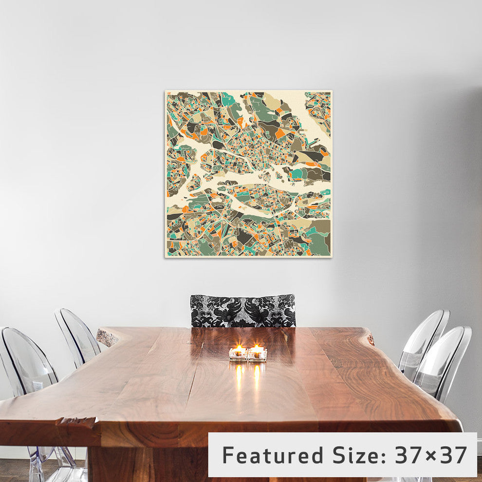 "Abstract City Map of Stockholm" by Jazzberry Blue, 18x18x1.5