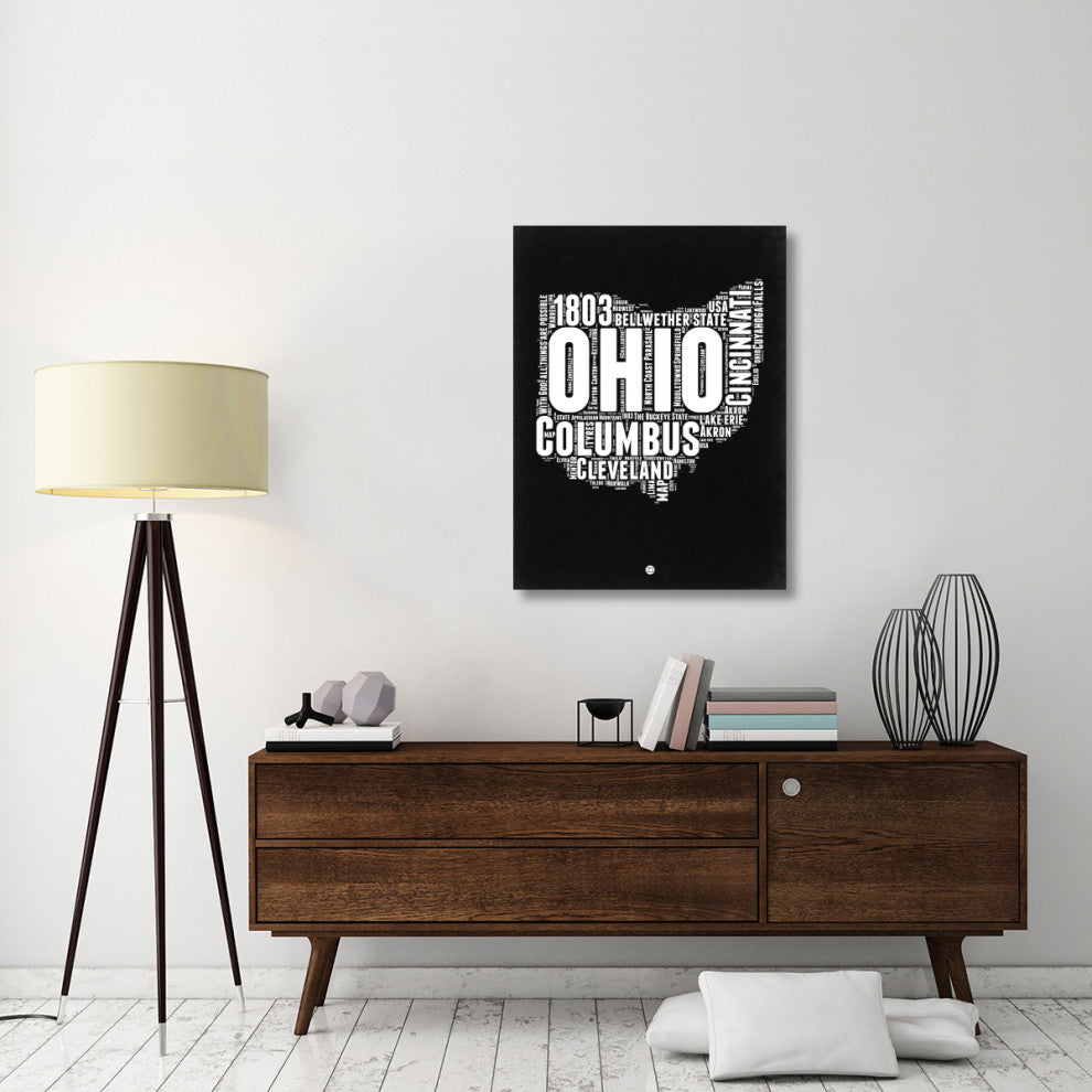 "Ohio Black and White Map" Fine Art Print